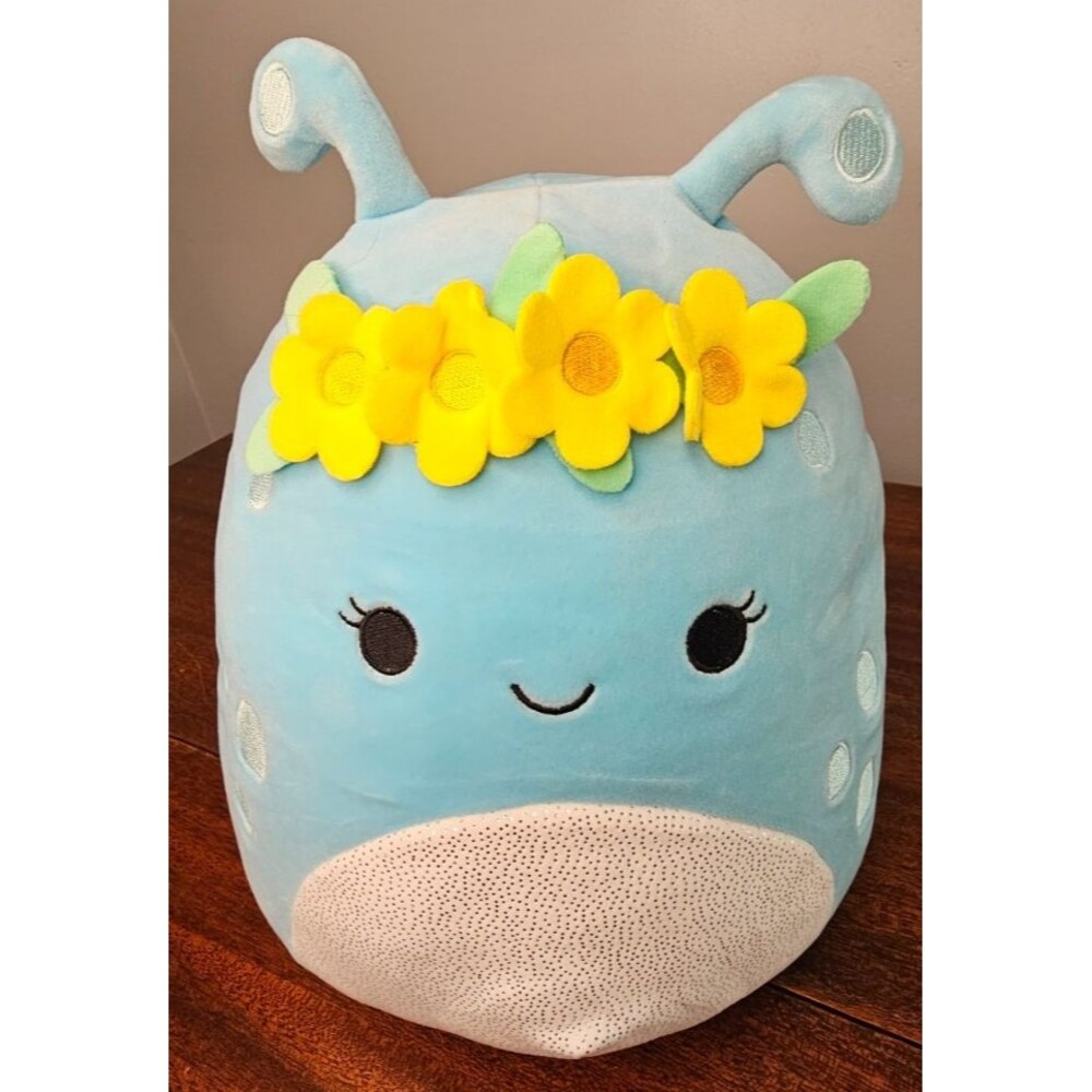 Squishmallows 11" Natnat Blue Alien Plush with Yellow Flowers Crown